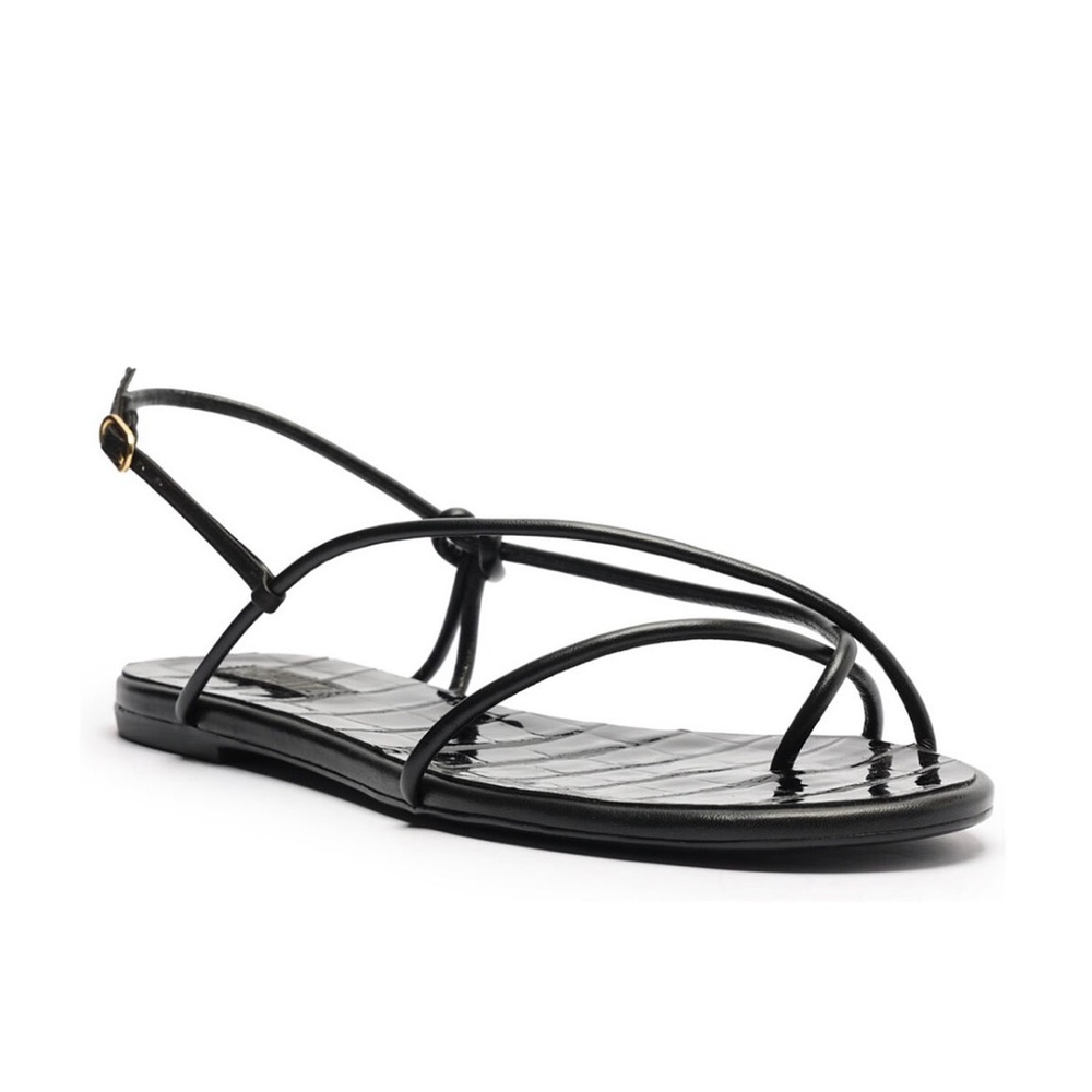 Schutz Malta Flat Sandals in Black